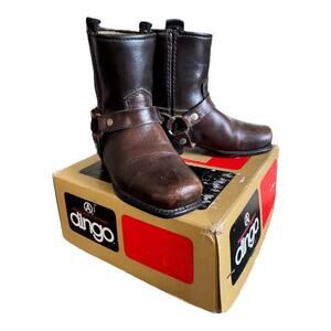 Vintage Dingo Kids Brown Leather Harness Boots Size 6.5D with Box EUC Western